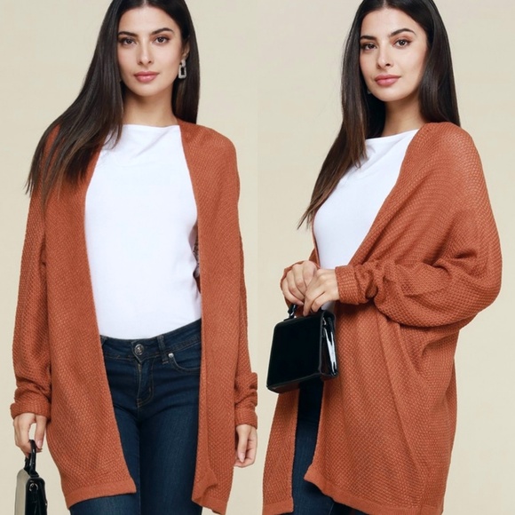 Pumpkin spice loose fit kimono cardigan - Picture 3 of 7